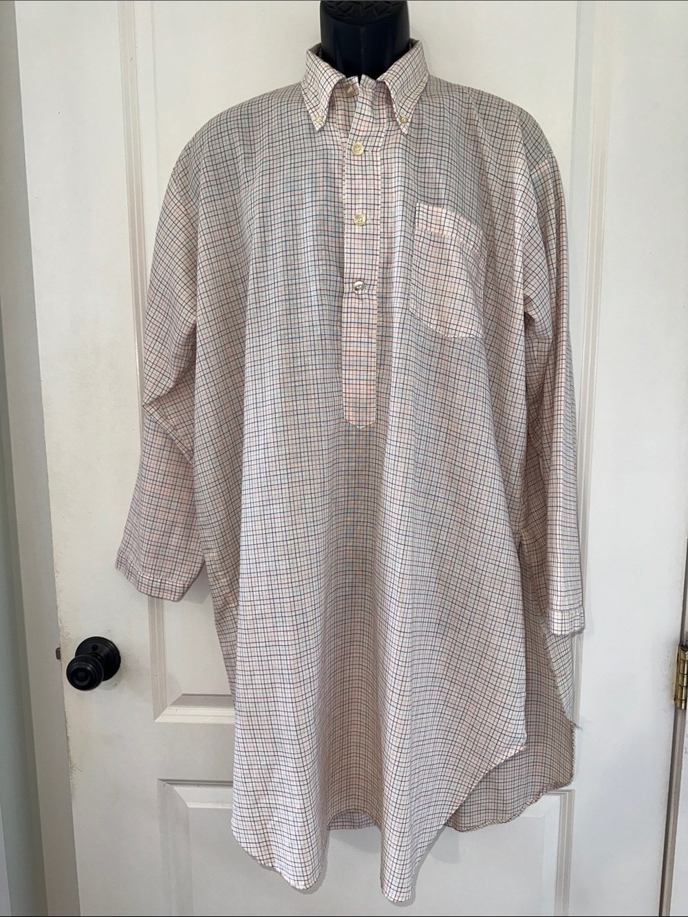 Vintage 60s/70s Town & Country Check Button-Front Shirt Nightshirt